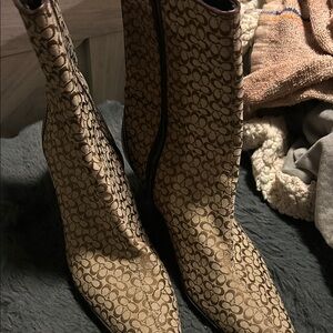 Coach Tan Signature Heeled Boots